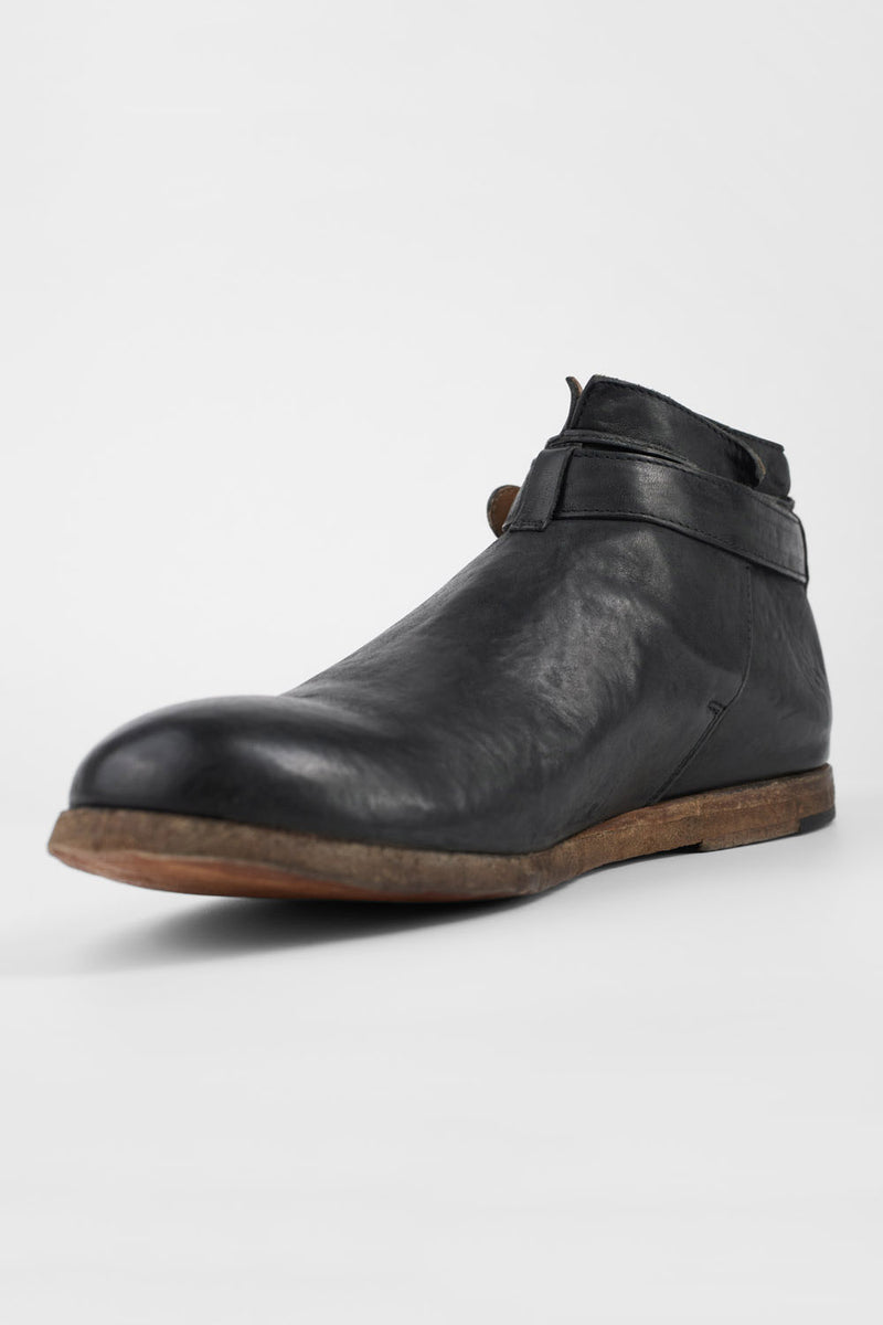 BRUCE rugged-black buckle ankle boots.