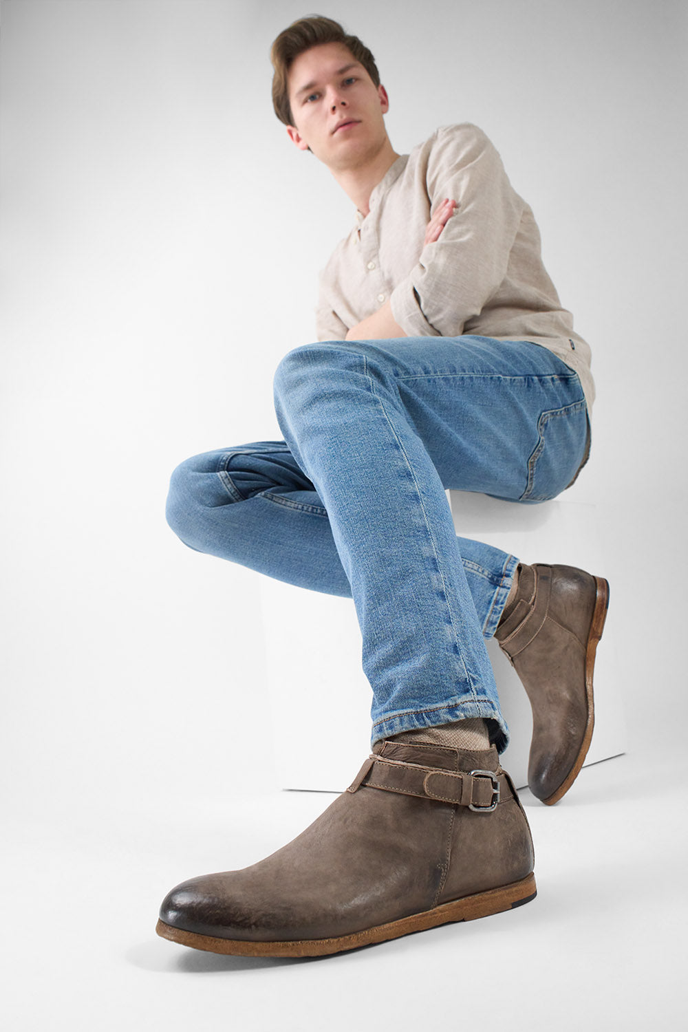 BRUCE dry-terra buckle ankle boots.