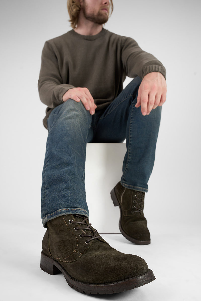 BURTON dark-forest suede ankle boots.