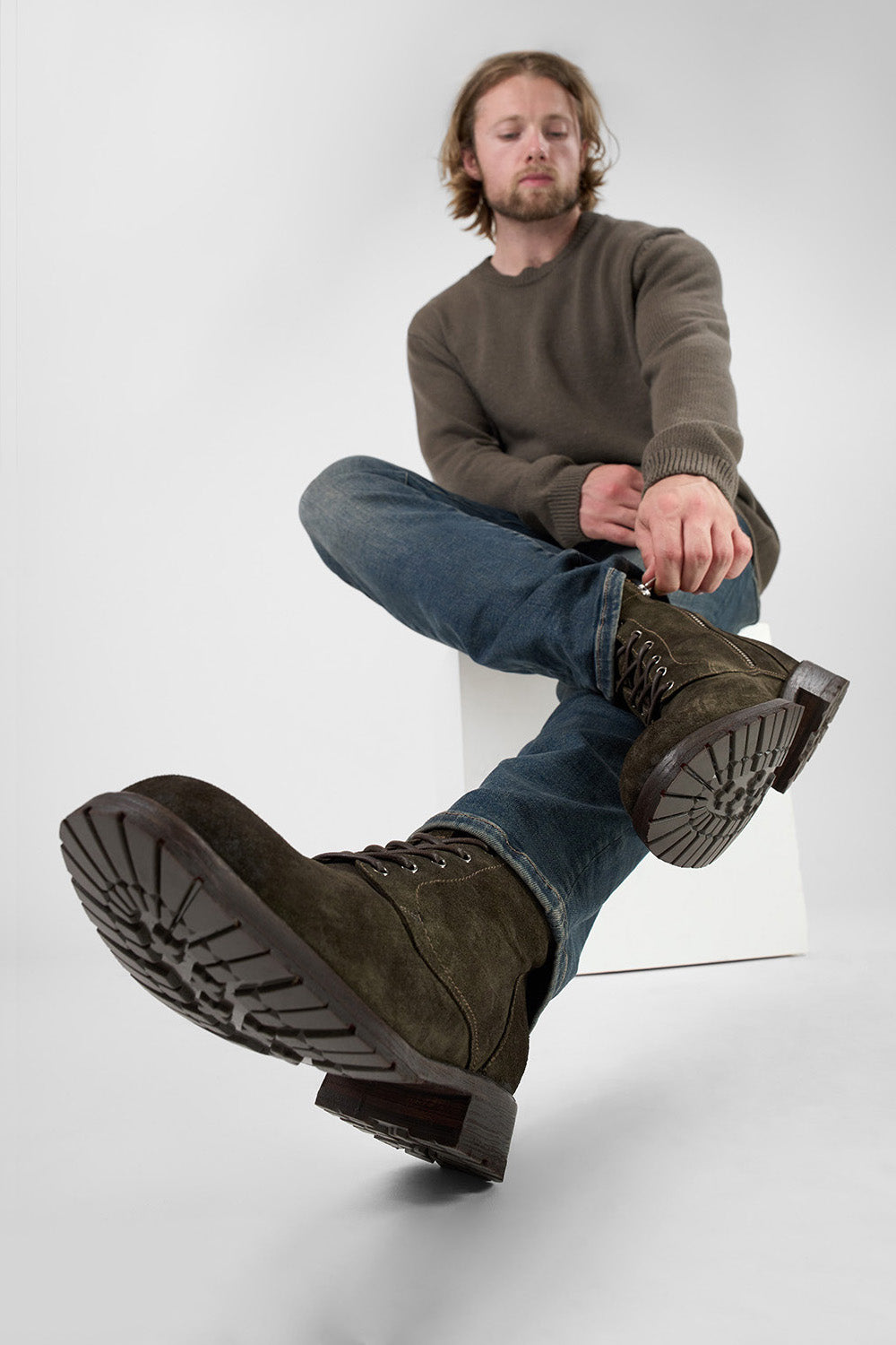 BURTON dark-forest suede ankle boots.