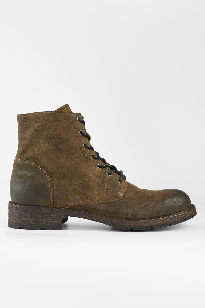 BURTON tundra-brown suede lace-up ankle boots untamed street