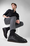 BYRON rugged-black lightweight derby shoes.