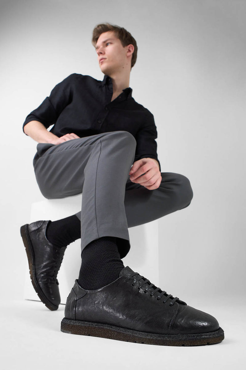 BYRON rugged-black lightweight derby shoes.