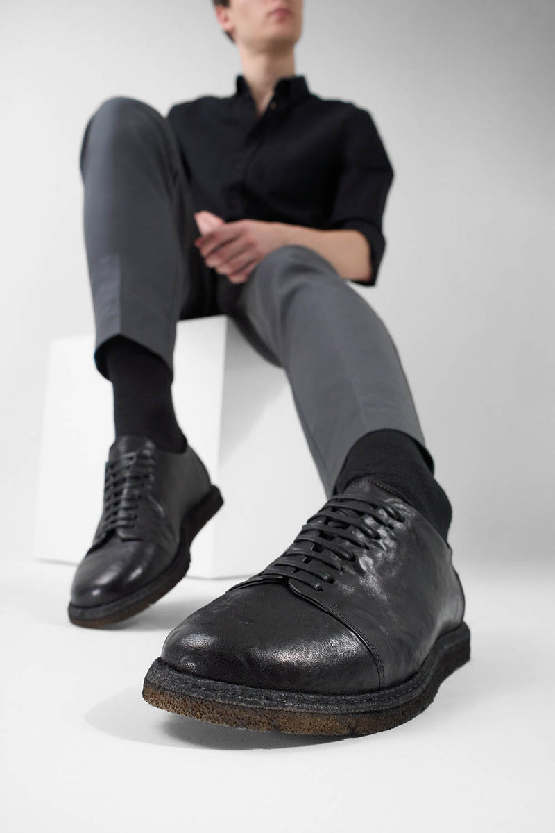 BYRON rugged-black lightweight derby shoes.