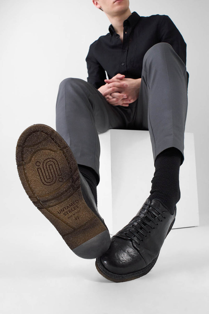 BYRON rugged-black lightweight derby shoes.