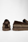BYRON rye-brown suede & canvas lightweight loafers.