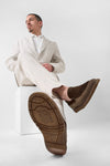 BYRON rye-brown suede & canvas lightweight loafers.