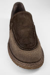 BYRON rye-brown suede & canvas lightweight loafers.