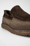 BYRON rye-brown suede & canvas lightweight loafers.