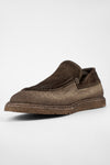 BYRON rye-brown suede & canvas lightweight loafers.