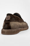 BYRON rye-brown suede & canvas lightweight loafers.