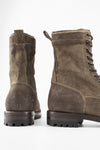 CAMDEN dark-moss suede military boots.