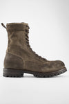 CAMDEN dark-moss suede military boots.