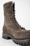 CAMDEN dark-moss suede military boots.