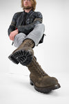 CAMDEN dark-moss suede military boots.