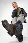 CAMDEN dark-moss suede ankle boots.