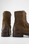 CAMDEN tundra-brown suede double-zip military boots.