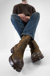 CAMDEN tundra-brown suede double-zip military boots.