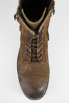 CAMDEN tundra-brown suede double-zip military boots.