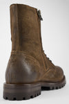 CAMDEN tundra-brown suede double-zip military boots.