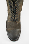 CAMDEN dark-moss double-zip suede military boots.