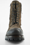 CAMDEN dark-moss double-zip suede military boots.