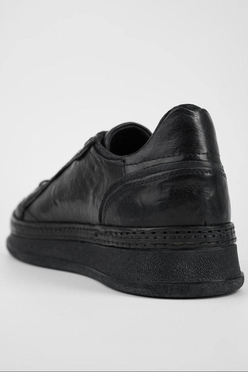 COLE rugged-black welted distressed sneakers.