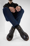COLE dark-cocoa welted distressed high sneakers.
