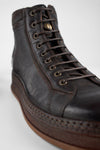 COLE dark-cocoa welted distressed high sneakers.