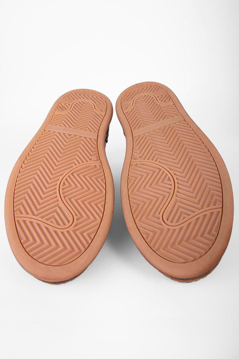 COLE dark-cocoa welted distressed sneakers.