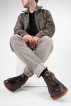 COLE dark-cocoa welted distressed sneakers.