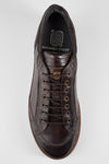 COLE dark-cocoa welted distressed sneakers.