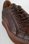 COLE men sneakers trainers cognac brown luxury calf leather distressed made in italy