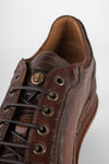 COLE men sneakers trainers cognac brown luxury calf leather distressed made in italy