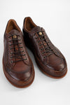 COLE men sneakers trainers cognac brown luxury calf leather distressed made in italy