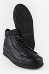 COLE rugged-black welted distressed high sneakers.