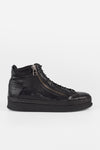 COLE rugged-black double-zip welted high sneakers.