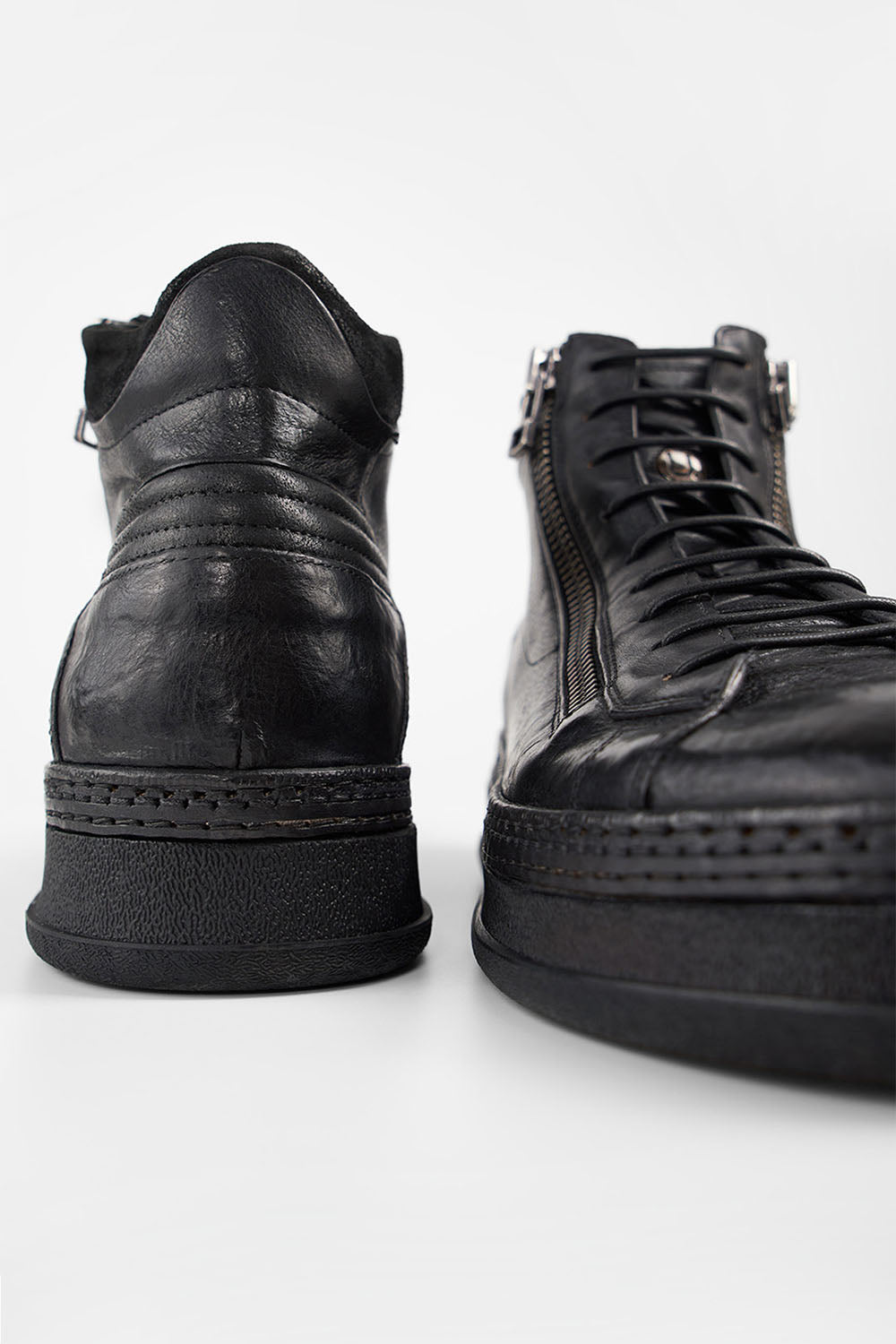 1200~Double Zip MAY Leather Sneakers main image 0