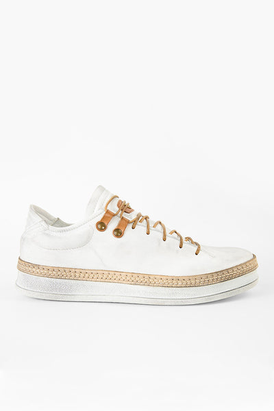 COLE white welted distressed loop sneakers | untamed street