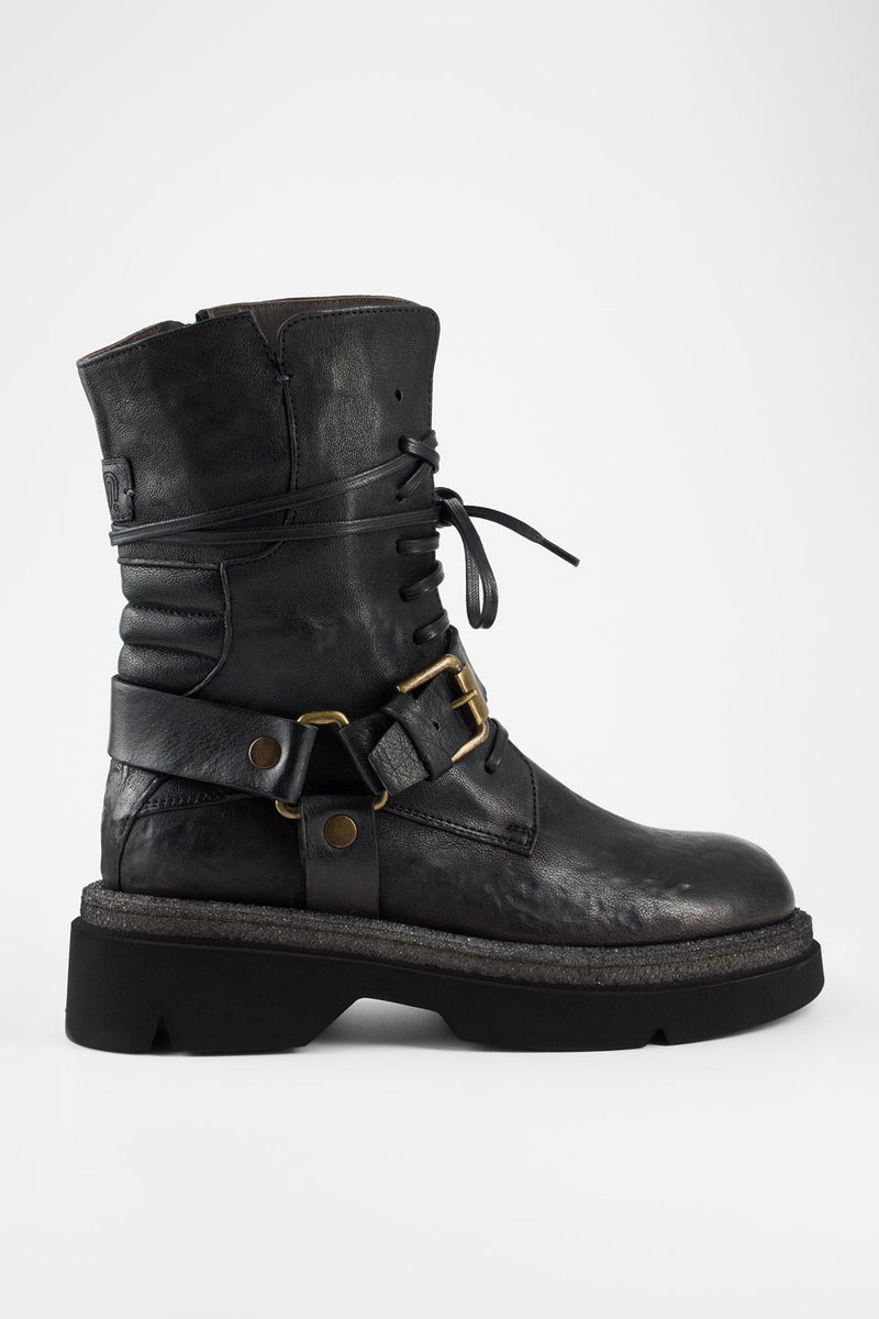 CROFT jade-black angled buckle bikers.