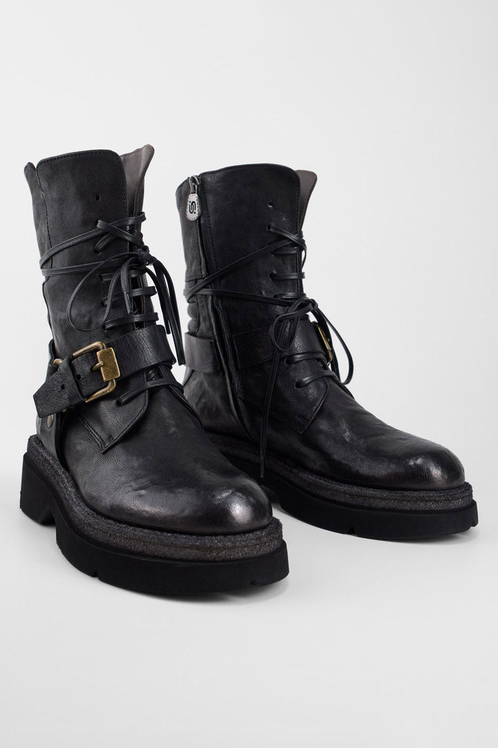 CROFT jade-black angled buckle bikers.
