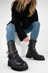 CROFT jade-black angled buckle bikers.