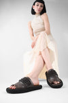 DEVON mocha-brown knotted lightweight sandals.
