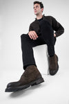 DRAKE coffee-brown suede chukka boots.