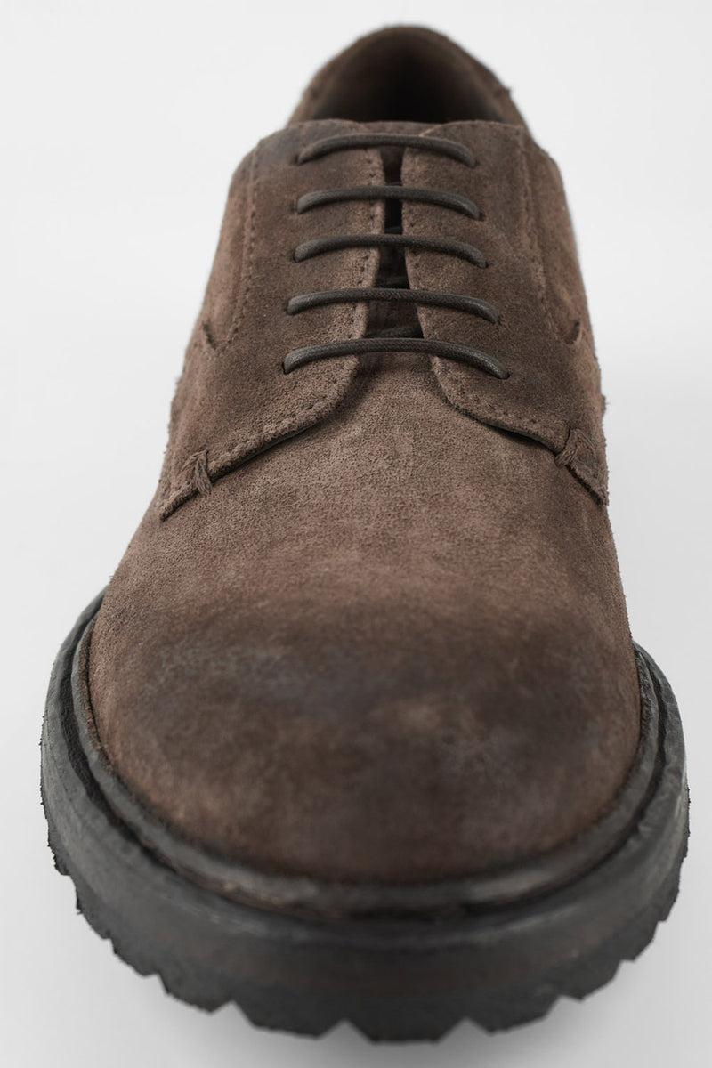 DRAKE smokey-brown derby shoes.