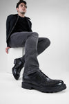 DRAKE jet-black brogue derby shoes.
