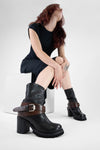 EDEN jade-black belted boots.