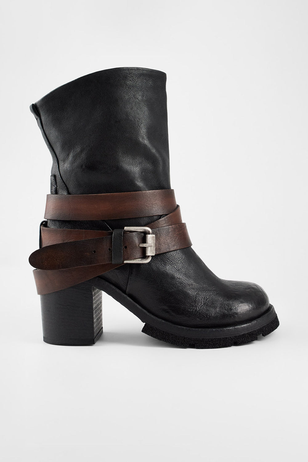 EDEN jade-black belted boots.