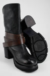 EDEN jade-black belted boots.