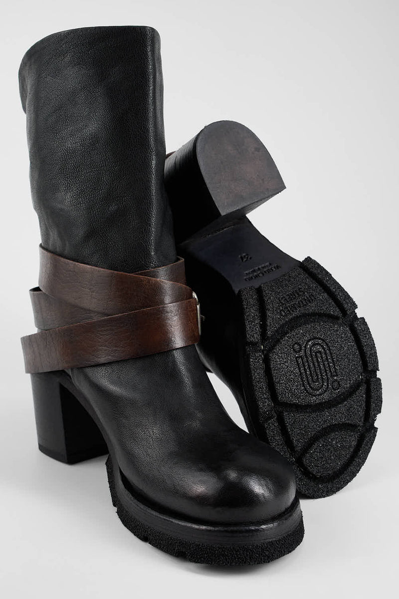 EDEN jade-black belted boots.
